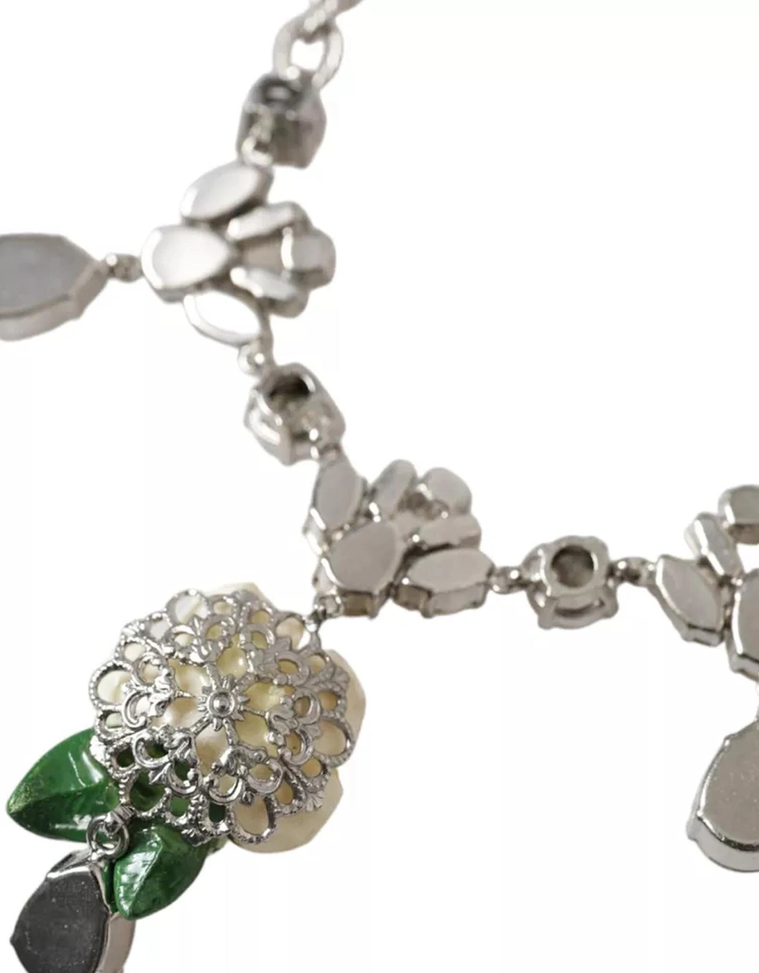 Floral Crystal Statement Necklace with Lobster Clasp Closure Women -