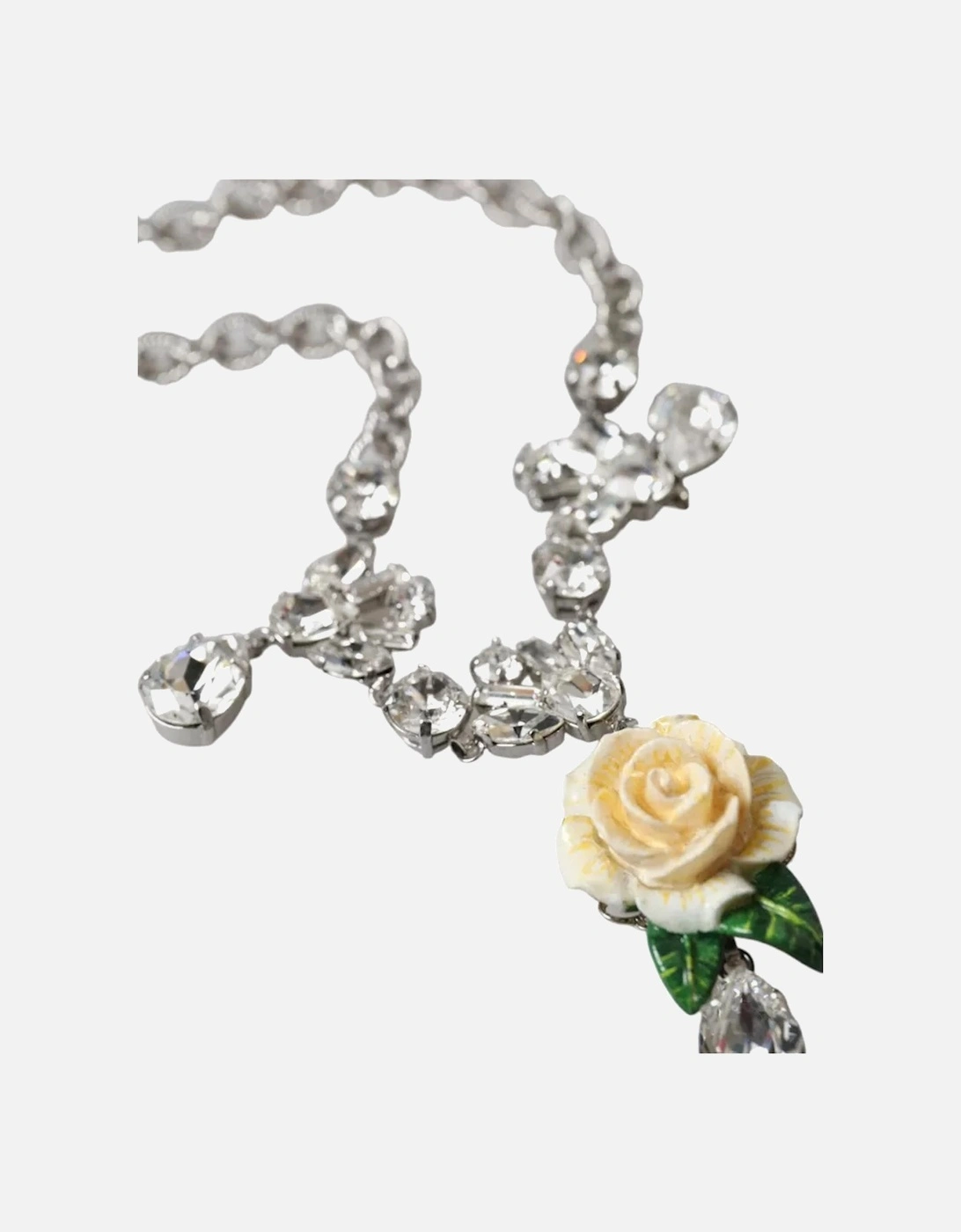 Floral Crystal Statement Necklace with Lobster Clasp Closure Women -