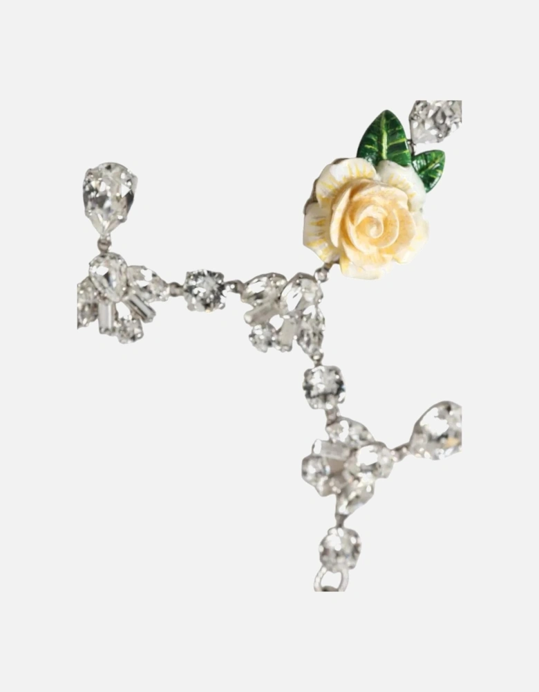 Floral Crystal Statement Necklace with Lobster Clasp Closure Women -