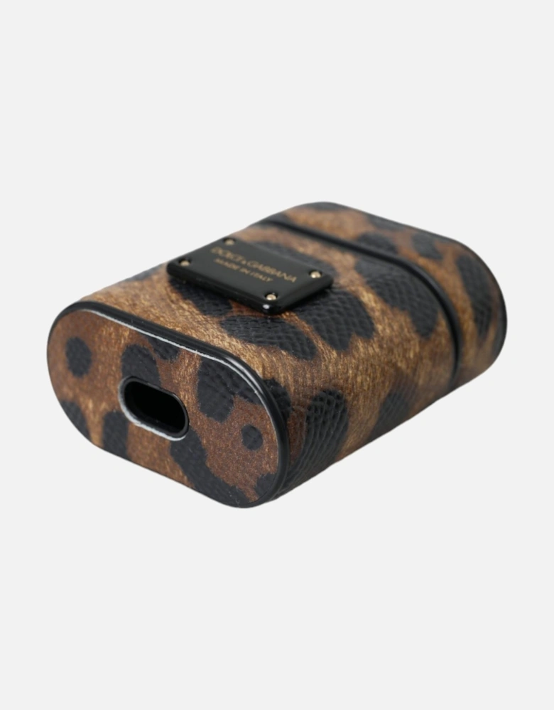 Silicone Airpods Case with Calf Leather Details Women - Brown