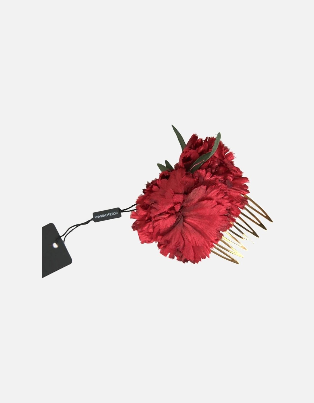 Floral Hair Comb in Red and Gold with Silk and Brass Material Women, 7 of 6