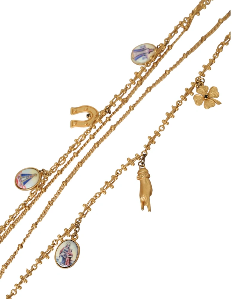 Embellished fashion necklace in gold brass Women