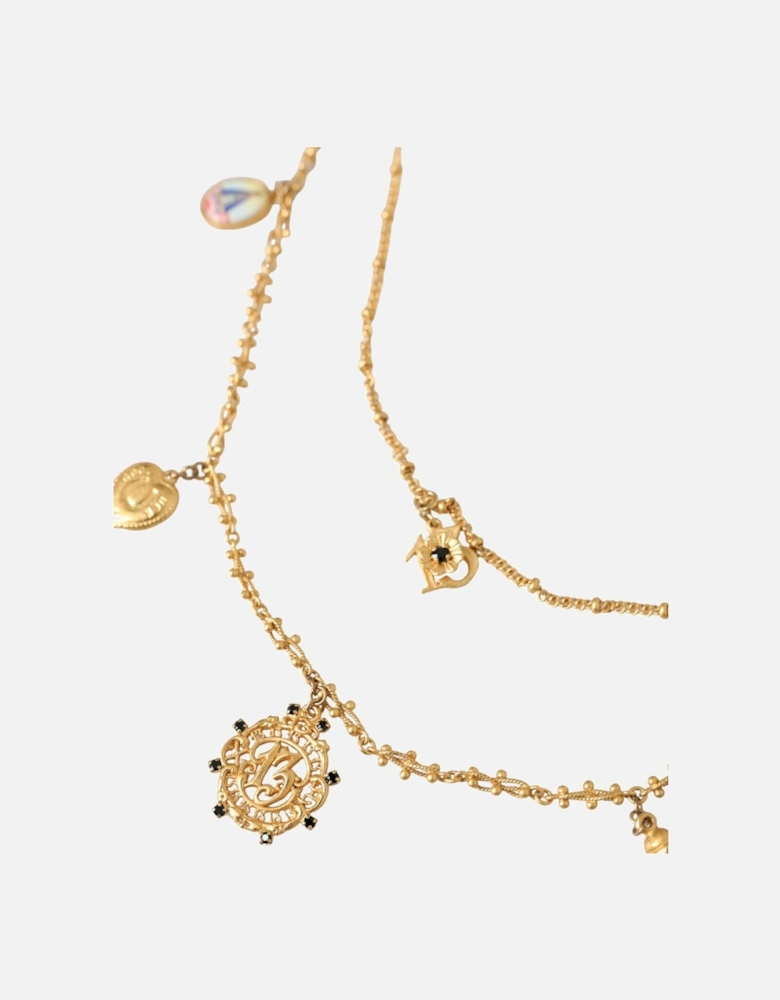 Embellished fashion necklace in gold brass Women