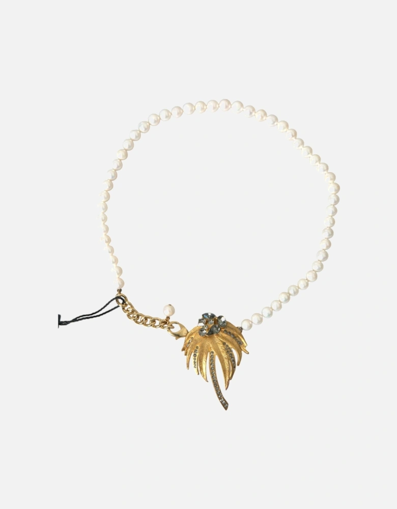 Crystal Embellished Fashion Necklace with Gray Crystals Women - Gold