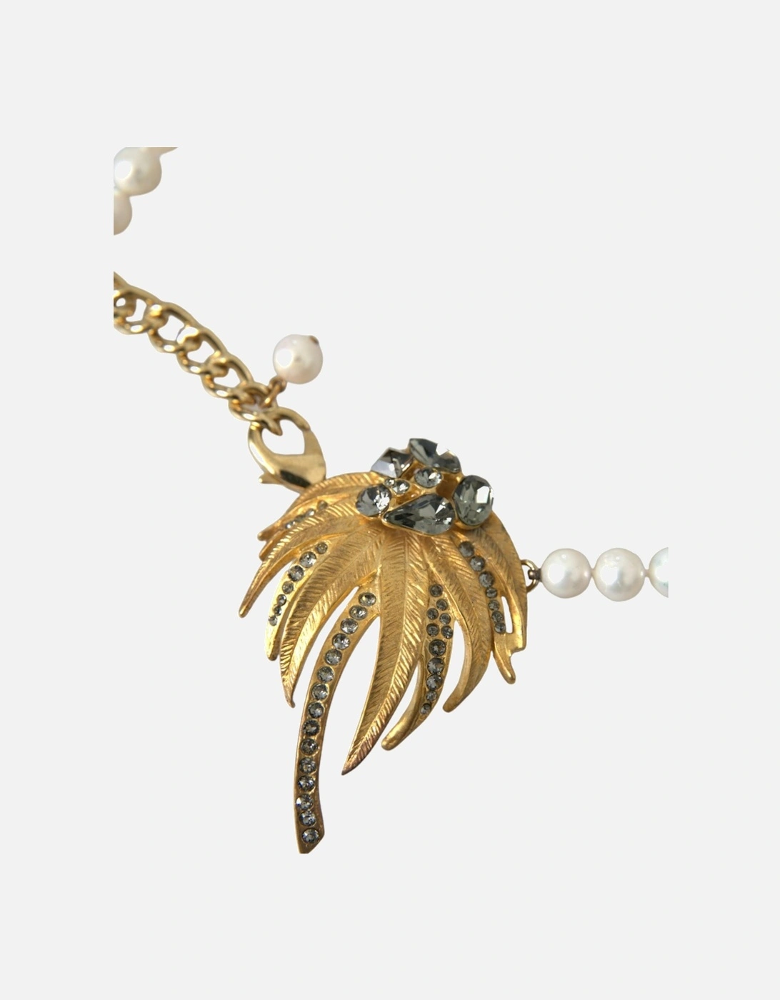 Crystal Embellished Fashion Necklace with Gray Crystals Women - Gold
