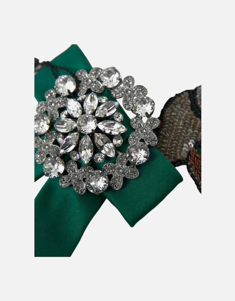 Green Crystal Bow Hair Clip Women Miscellaneous Accessories