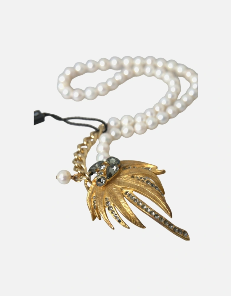 Crystal Embellished Fashion Necklace with Gray Crystals Women - Gold