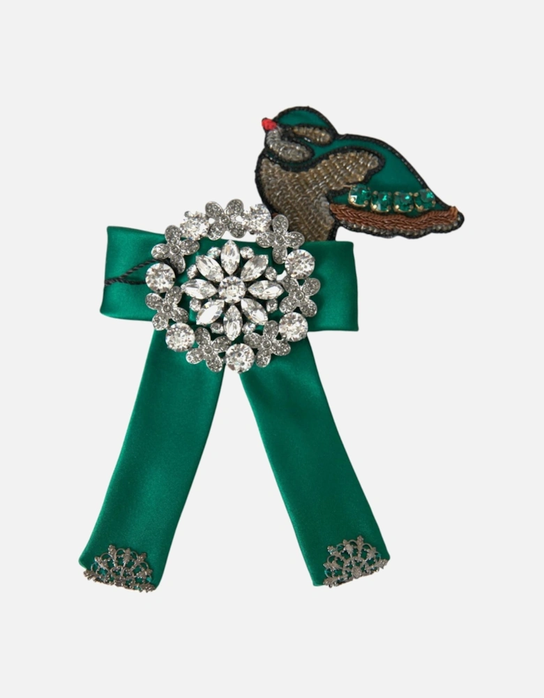 Green Crystal Bow Hair Clip Women Miscellaneous Accessories