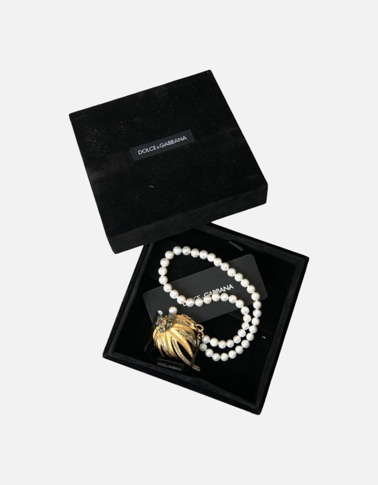 Crystal Embellished Fashion Necklace with Gray Crystals Women - Gold