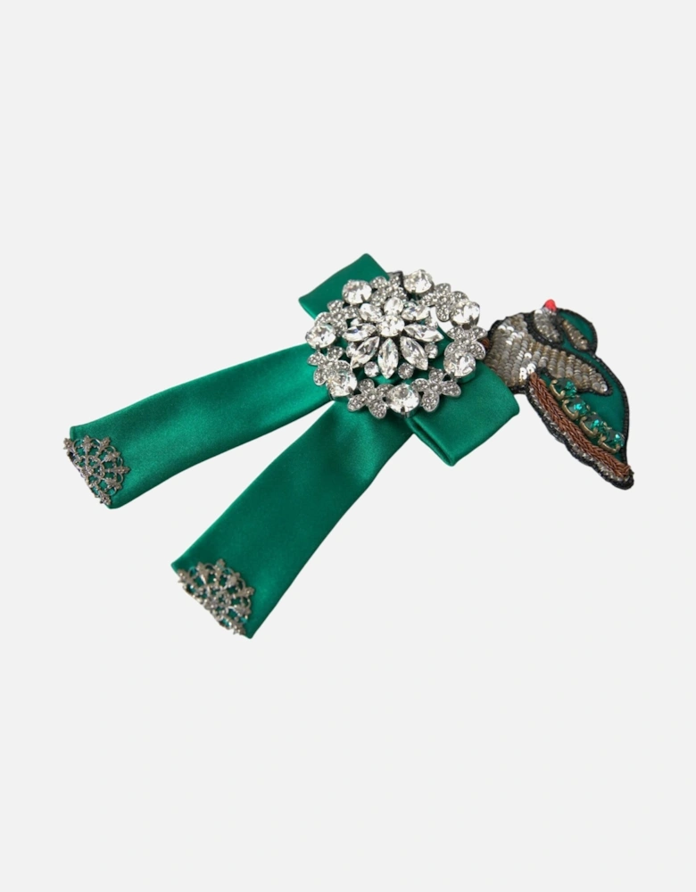 Green Crystal Bow Hair Clip Women Miscellaneous Accessories