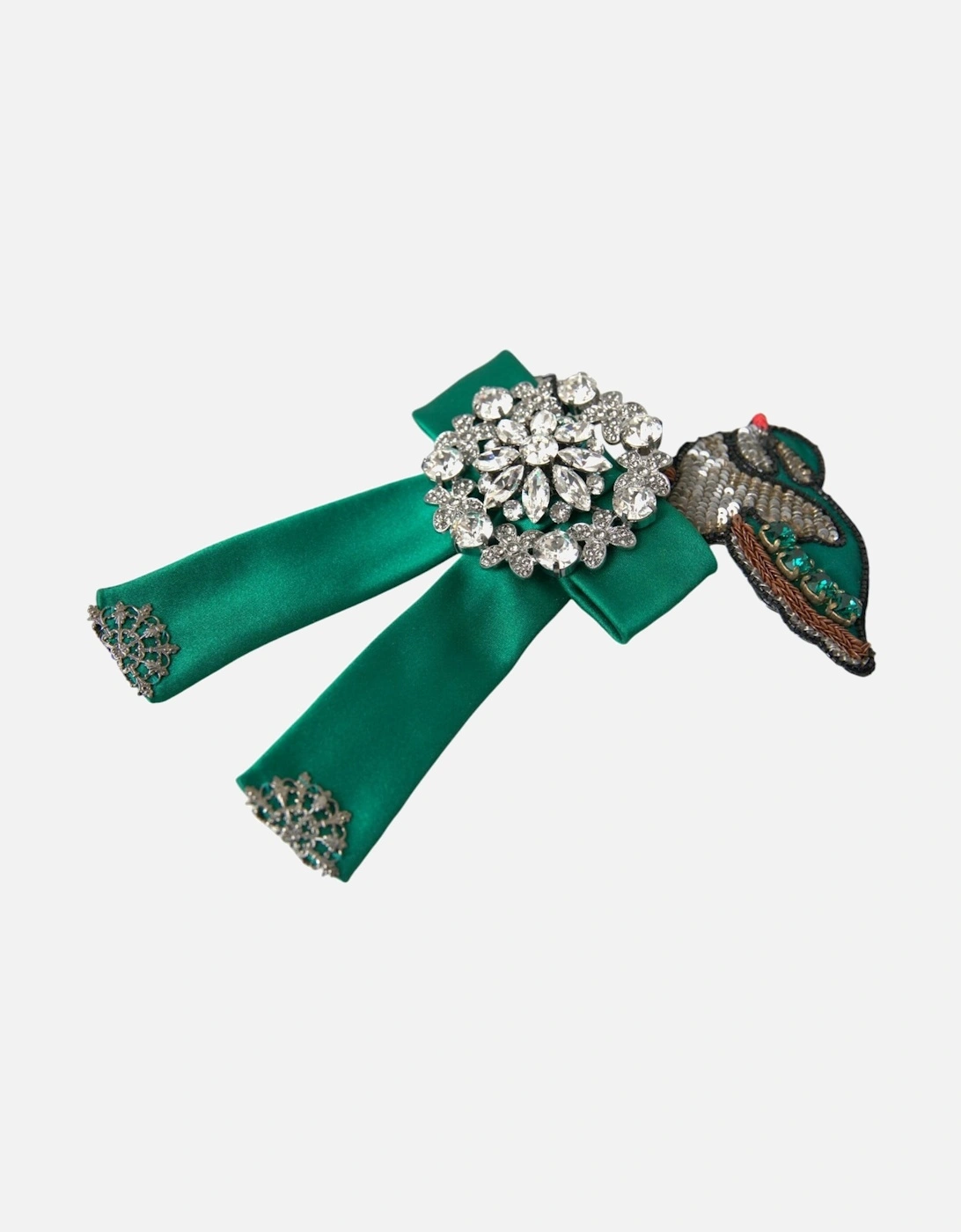 Green Crystal Bow Hair Clip Women Miscellaneous Accessories