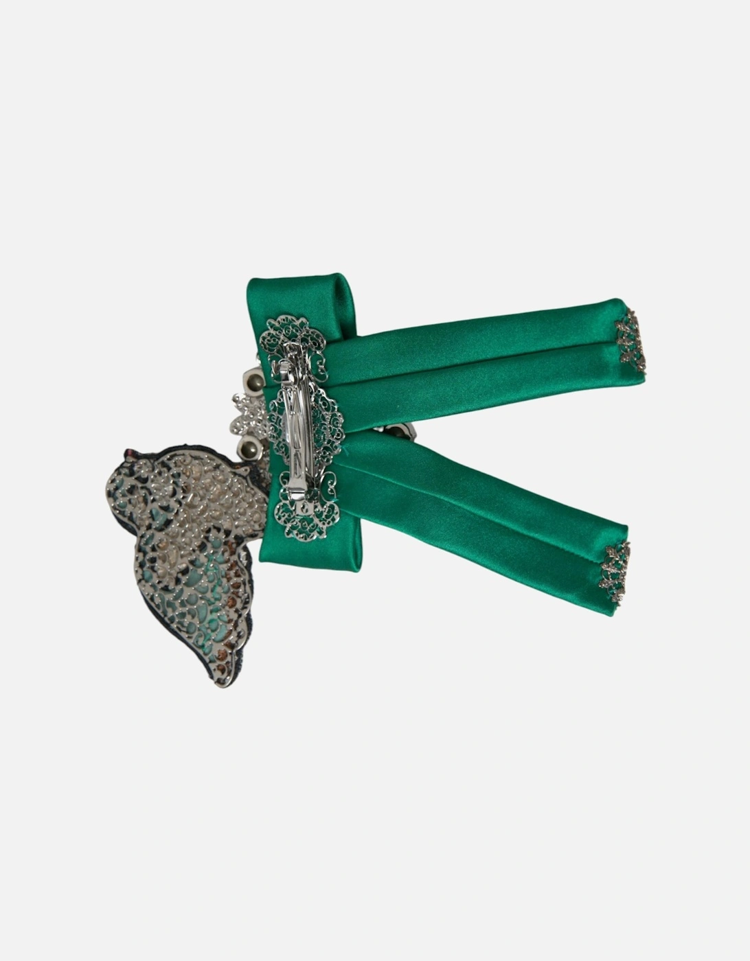 Green Crystal Bow Hair Clip Women Miscellaneous Accessories