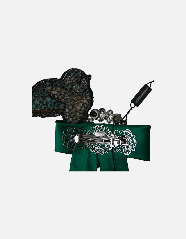 Green Crystal Bow Hair Clip Women Miscellaneous Accessories