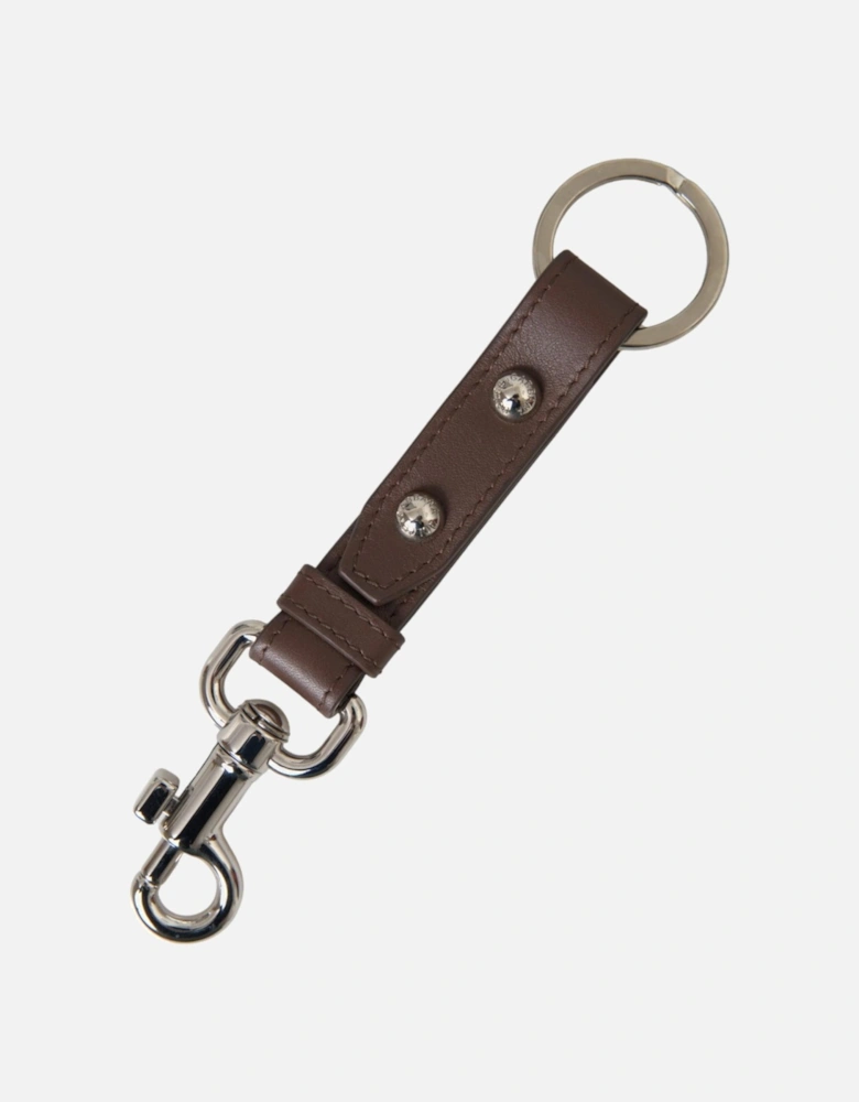 Brass Ring Keychain with Engraved Logo Hardware Women - Brown
