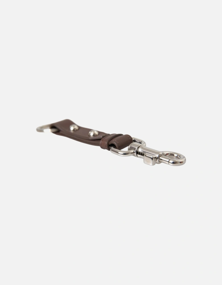 Brass Ring Keychain with Engraved Logo Hardware Women - Brown