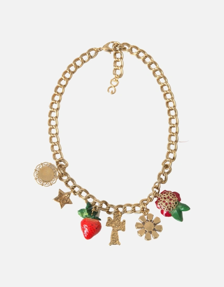 Multicolor Crystal Embellished Fashion Necklace Women - Gold