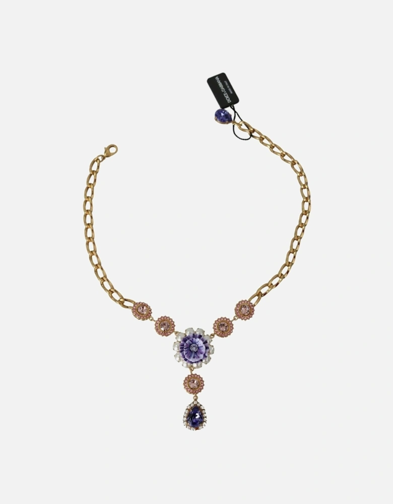 Exquisite Charm Necklace with Crystals and Pearls Women - Gold