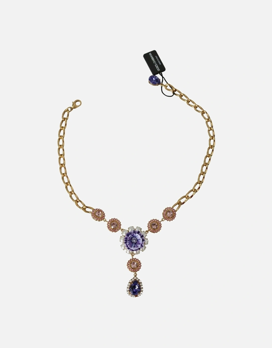 Exquisite Charm Necklace with Crystals and Pearls Women - Gold
