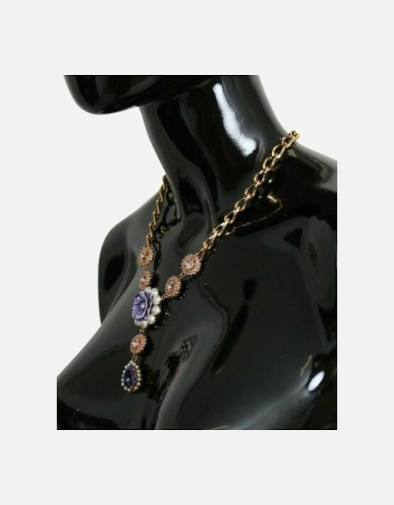Exquisite Charm Necklace with Crystals and Pearls Women - Gold