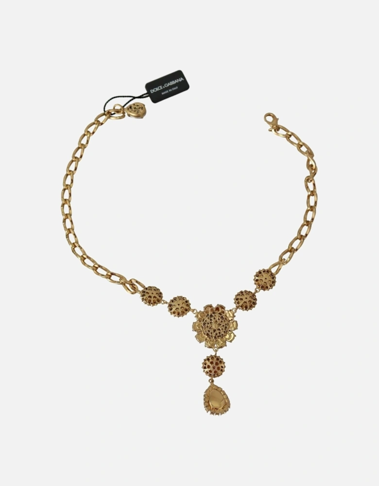 Exquisite Charm Necklace with Crystals and Pearls Women - Gold
