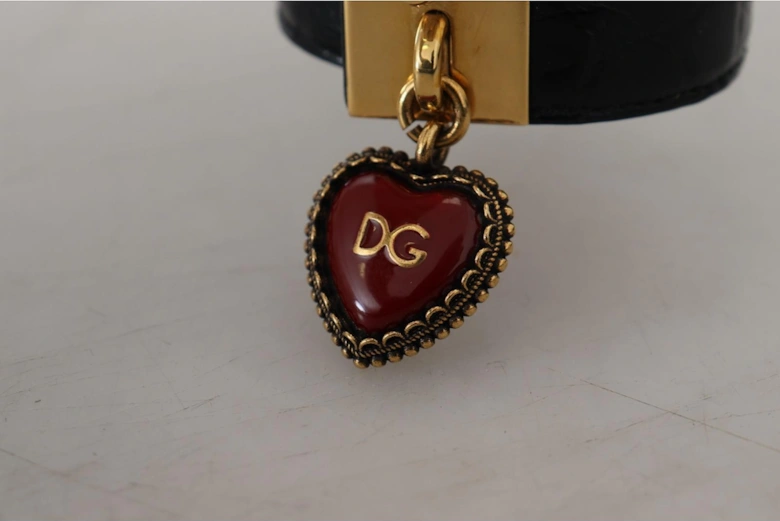 Leather Bracelet Heart Charm Women - Gold Black