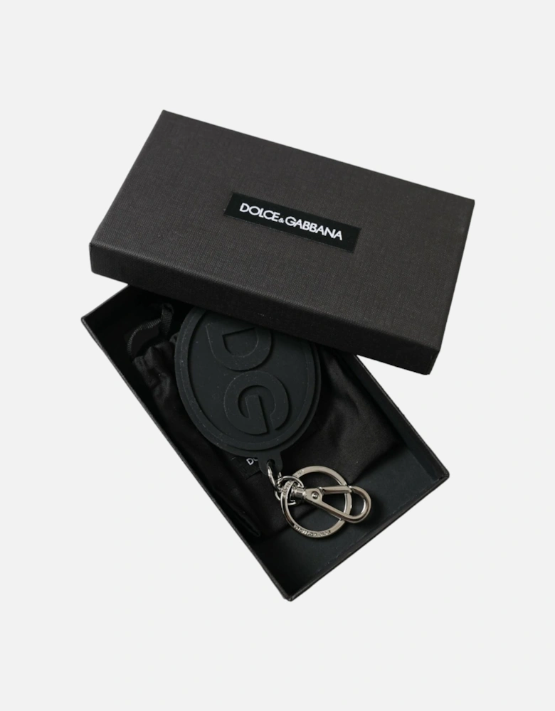Brass Keychain with Logo Engraved Metal Hardware Women - Black |