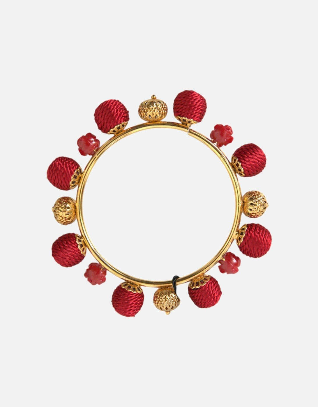 Gold and Red Brass Charm Bracelet with Rose Motif Women, 5 of 4