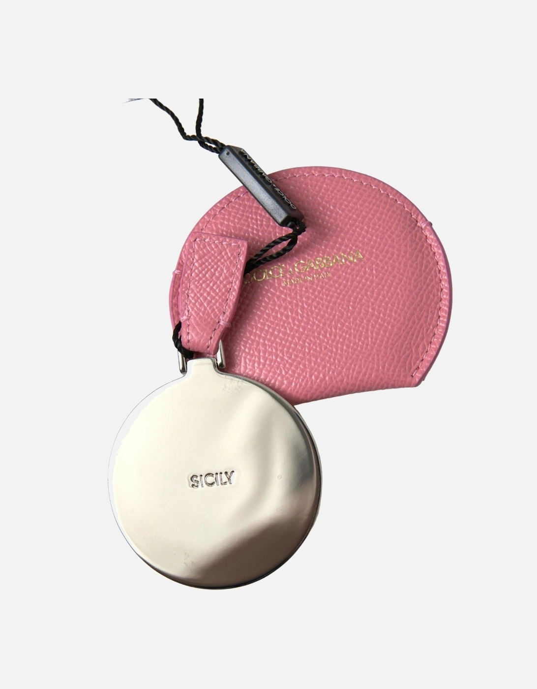 Dolce & Gabbana Women's Pink Leather Mirror Holder With Logo Details - Miscellaneous - Size: One Size