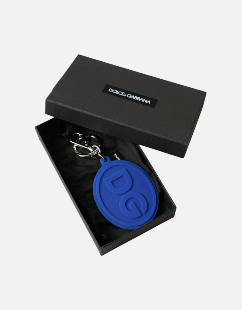 Brass and Rubber Keychain with Logo Hardware Women - Blue