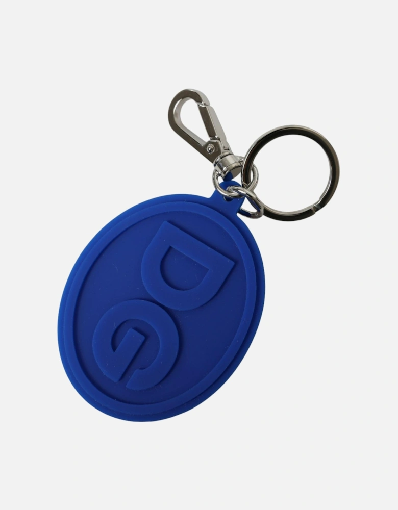 Brass and Rubber Keychain with Logo Hardware Women - Blue