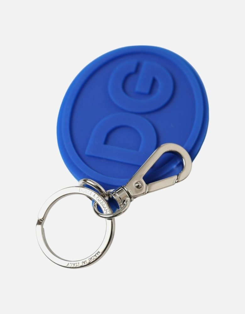 Brass and Rubber Keychain with Logo Hardware Women - Blue