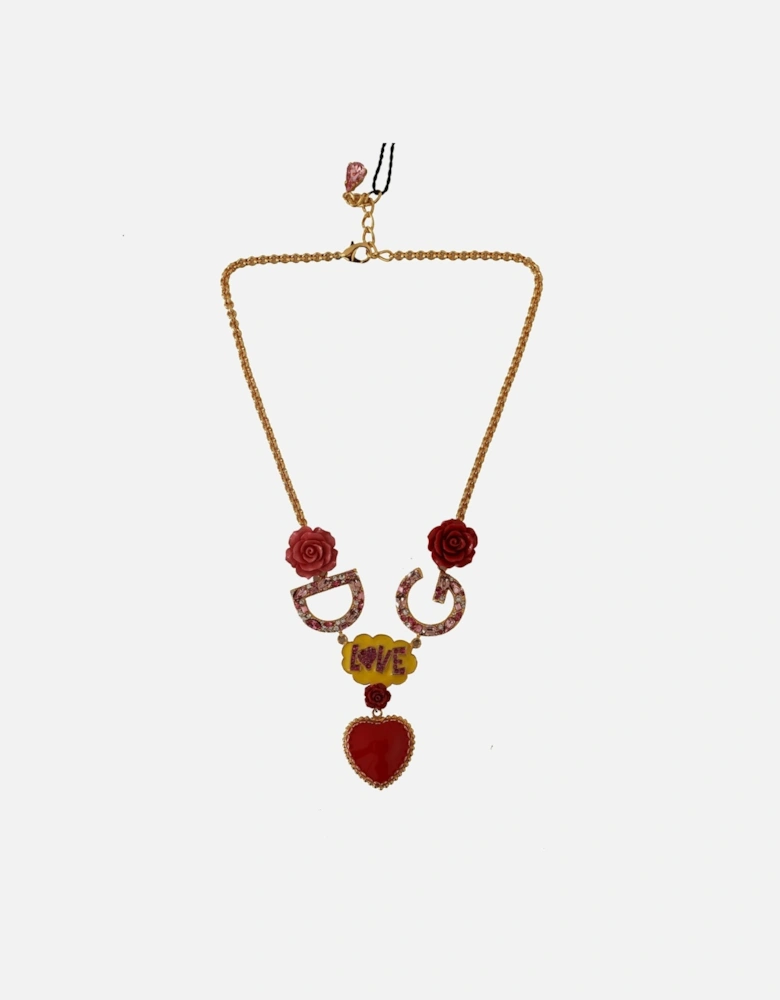 Dolce Gabbana Love Necklace Red Enamel Heart Women - Gold