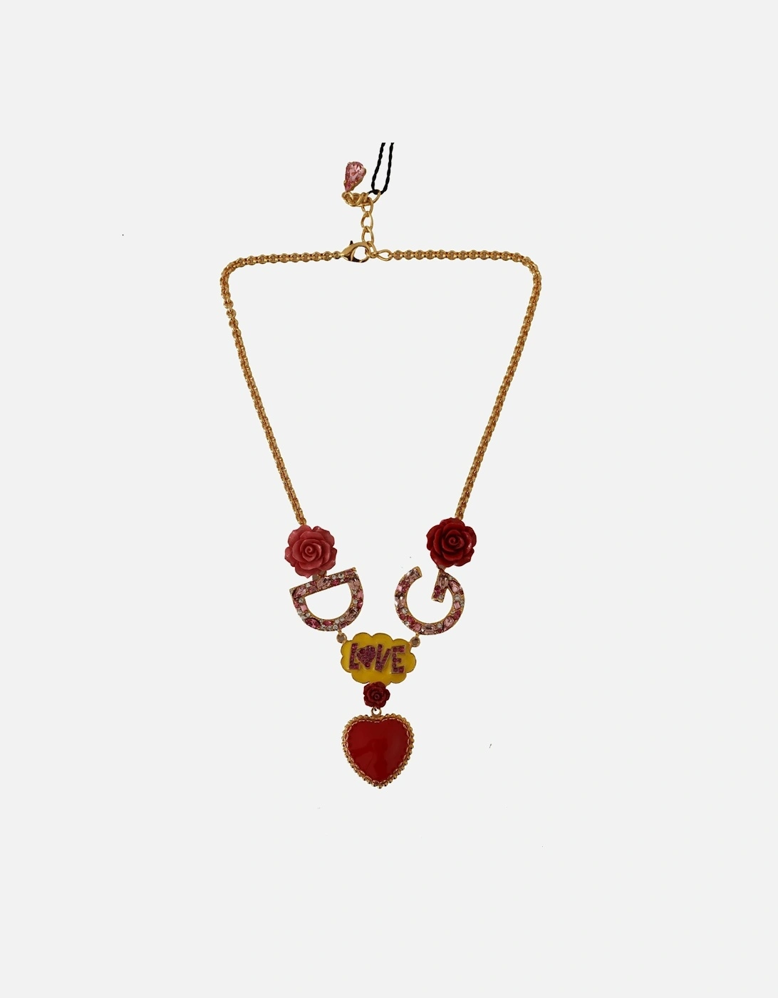 Dolce Gabbana Love Necklace Red Enamel Heart Women - Gold