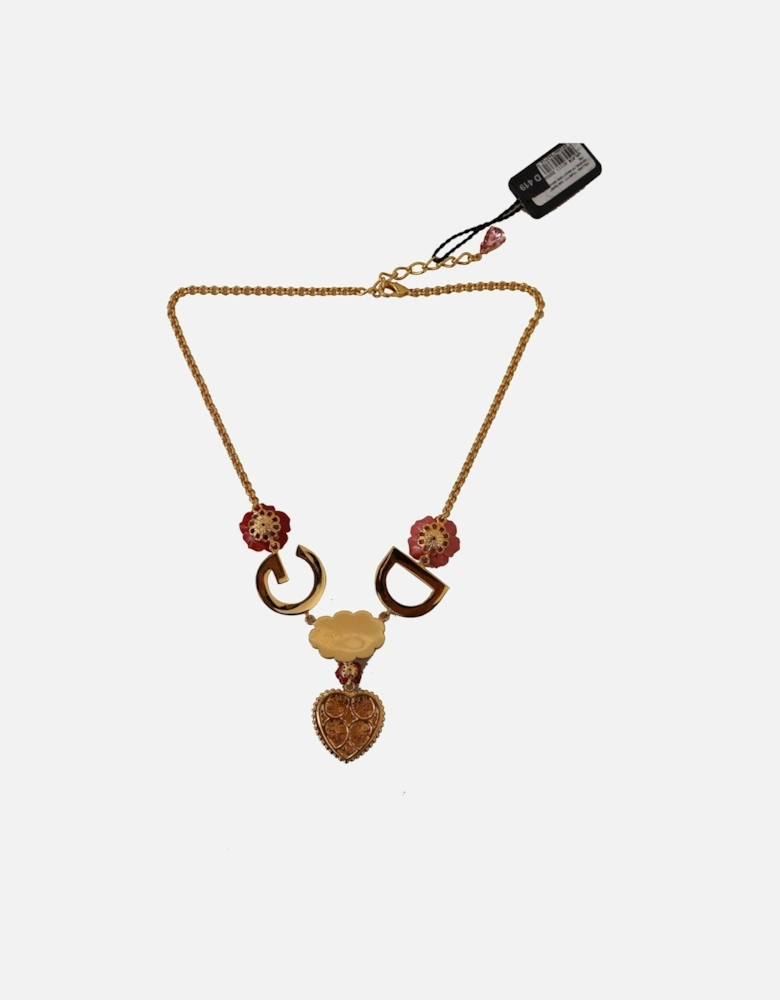 Dolce Gabbana Love Necklace Red Enamel Heart Women - Gold
