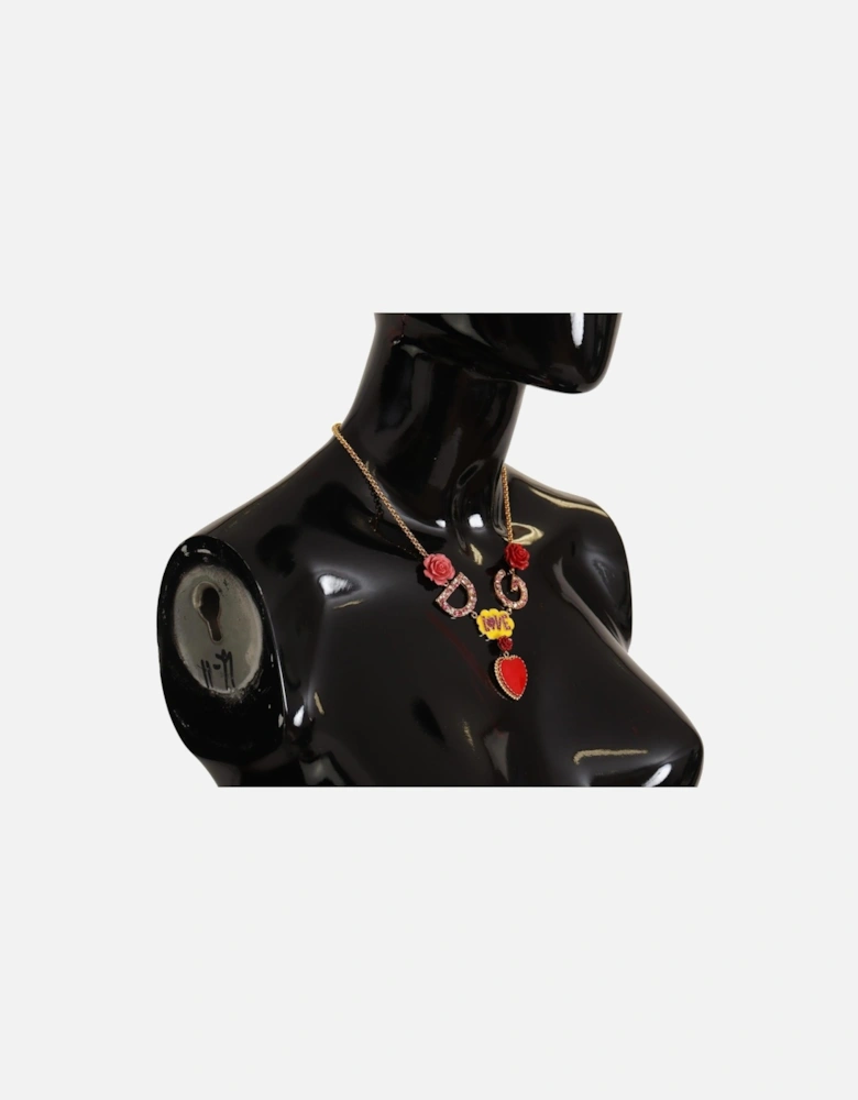 Dolce Gabbana Love Necklace Red Enamel Heart Women - Gold