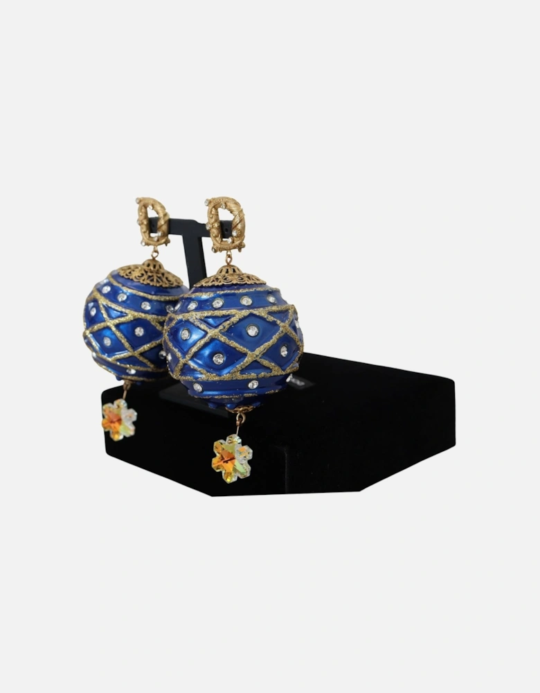 Clip-On Dangling Crystal Earrings Women - Blue
