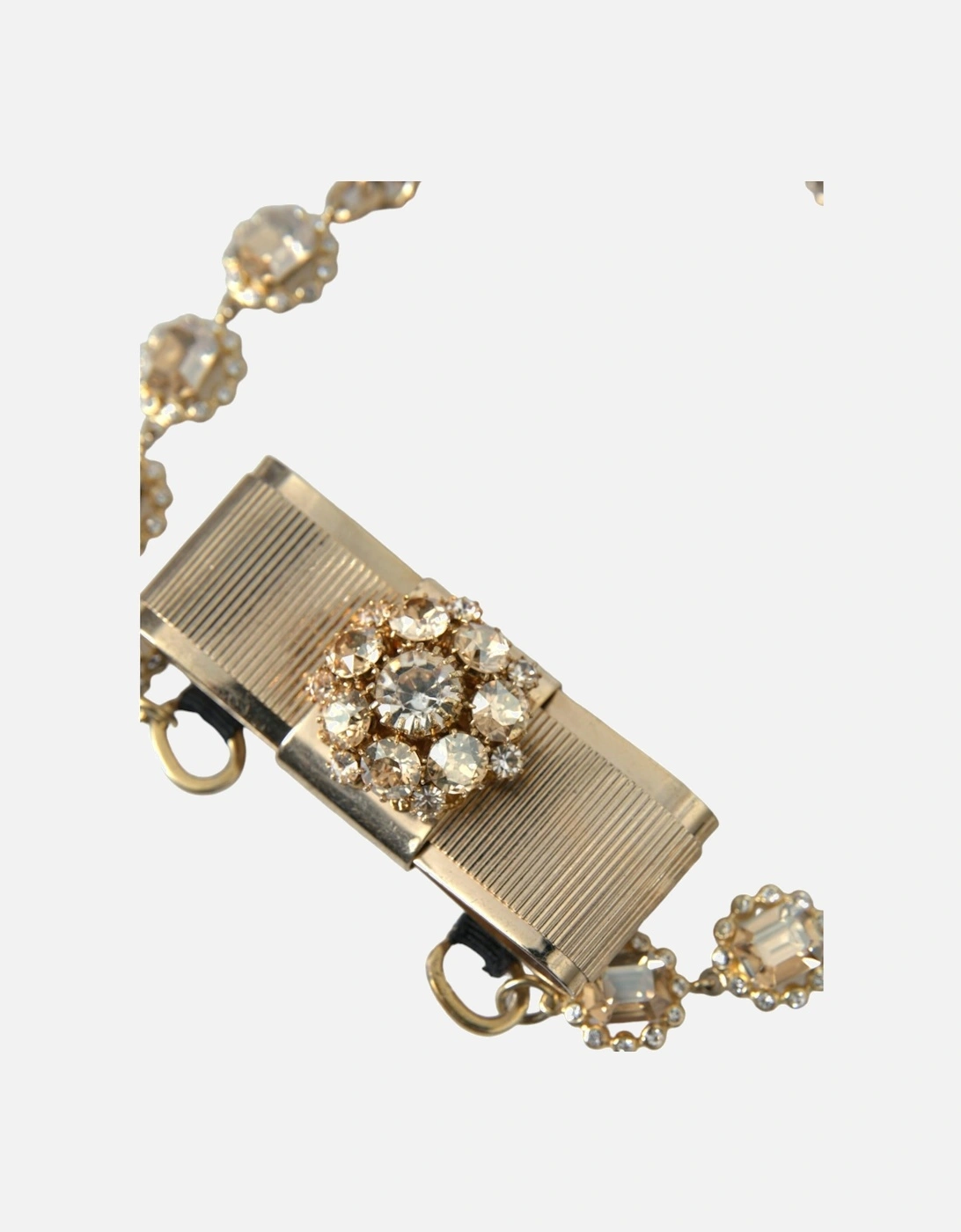 Gold Crystal Statement Necklace with Bow Motive Women