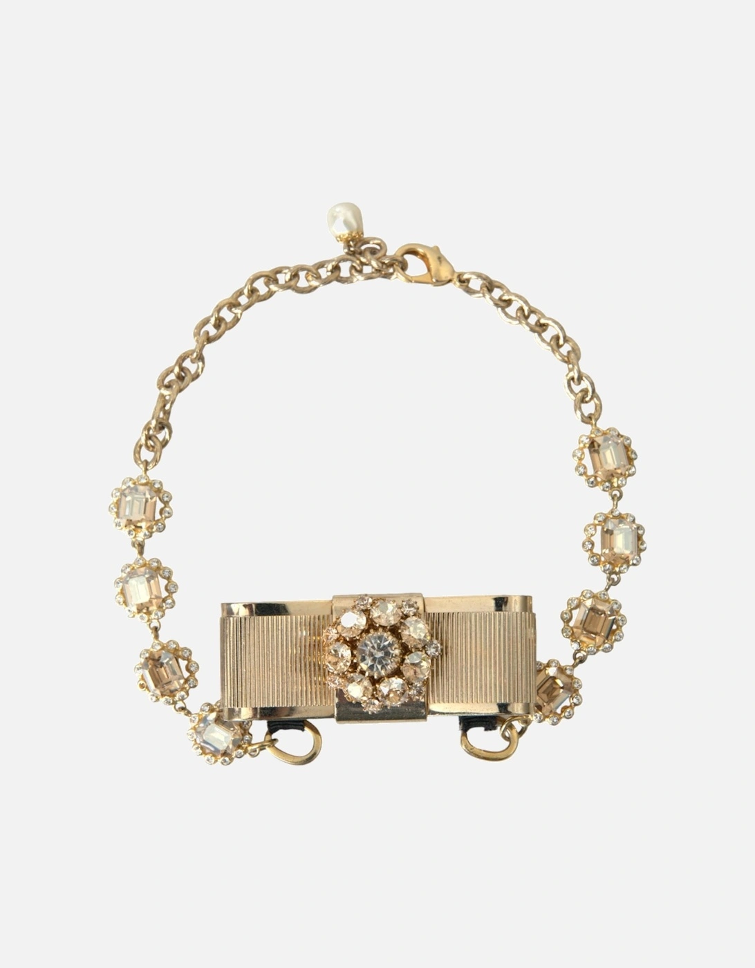 Gold Crystal Statement Necklace with Bow Motive Women, 7 of 6