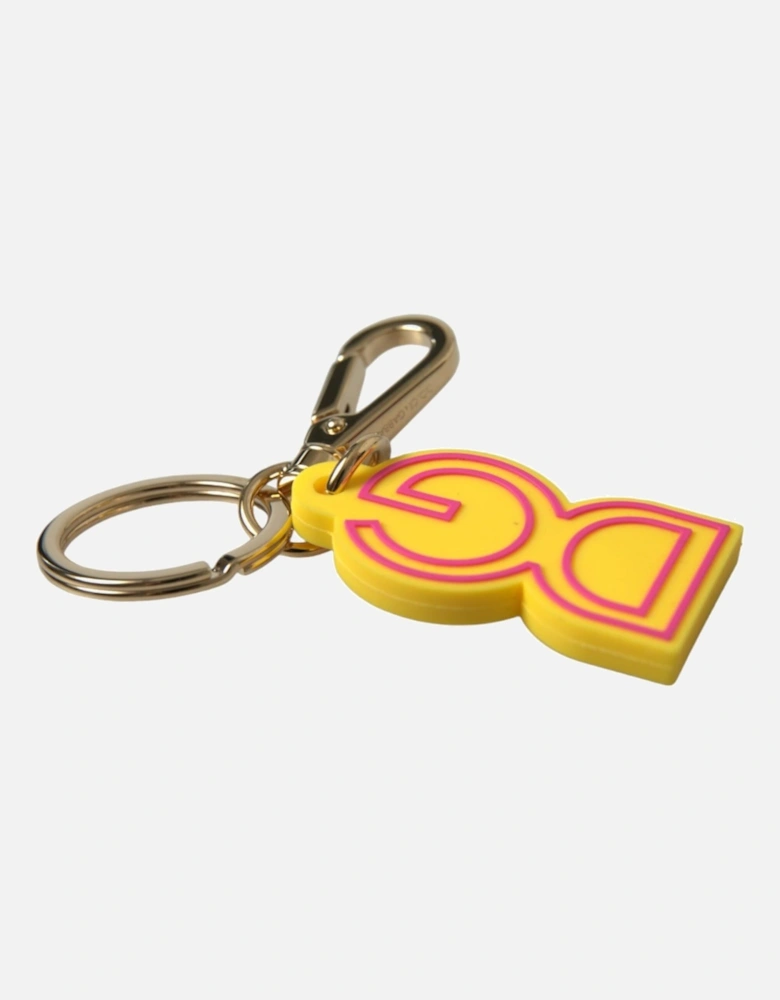 Logo Engraved Metal Keychain with Brass Ring Women - Yellow