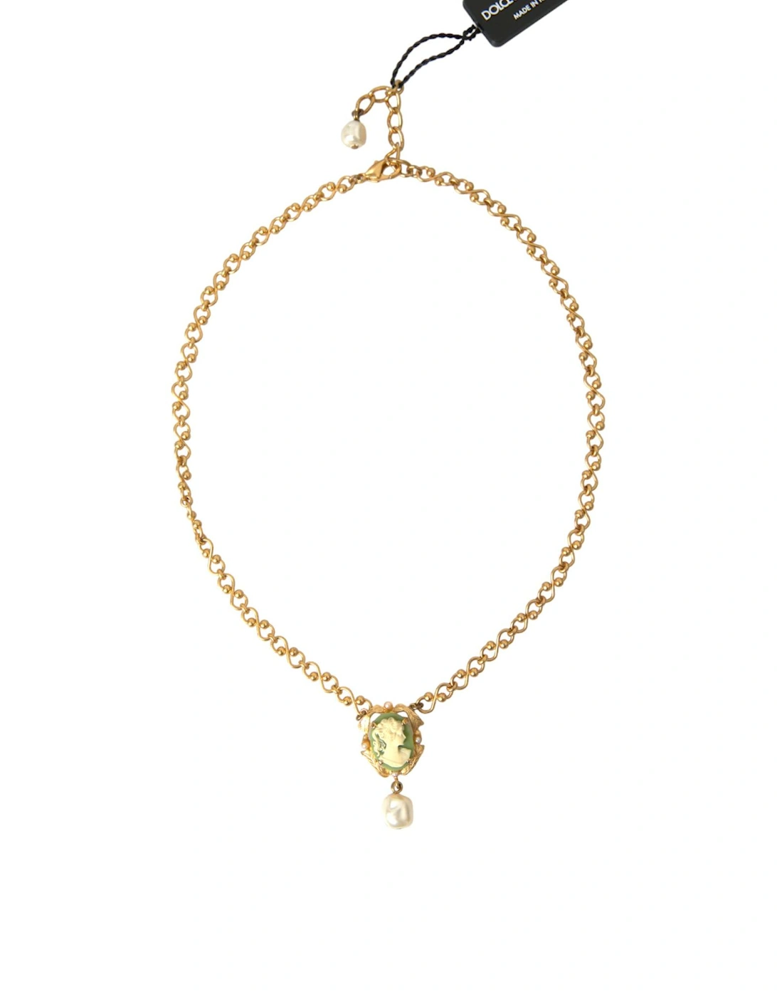 Crystal Pendant Necklace with Green Medal Pendant Women - Gold, 7 of 6