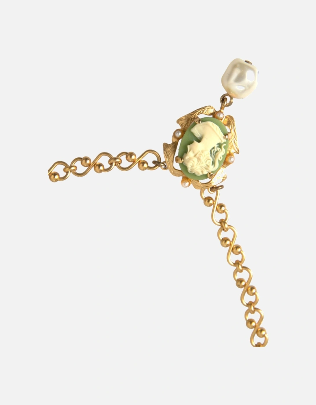 Crystal Pendant Necklace with Green Medal Pendant Women - Gold