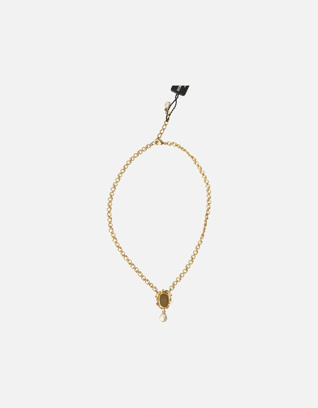 Crystal Pendant Necklace with Green Medal Pendant Women - Gold