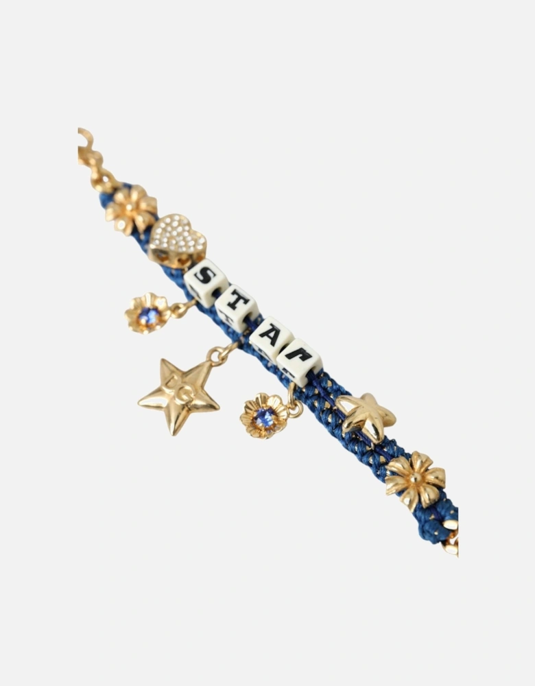 Gold and Blue Crystal Charm Bracelet for Women