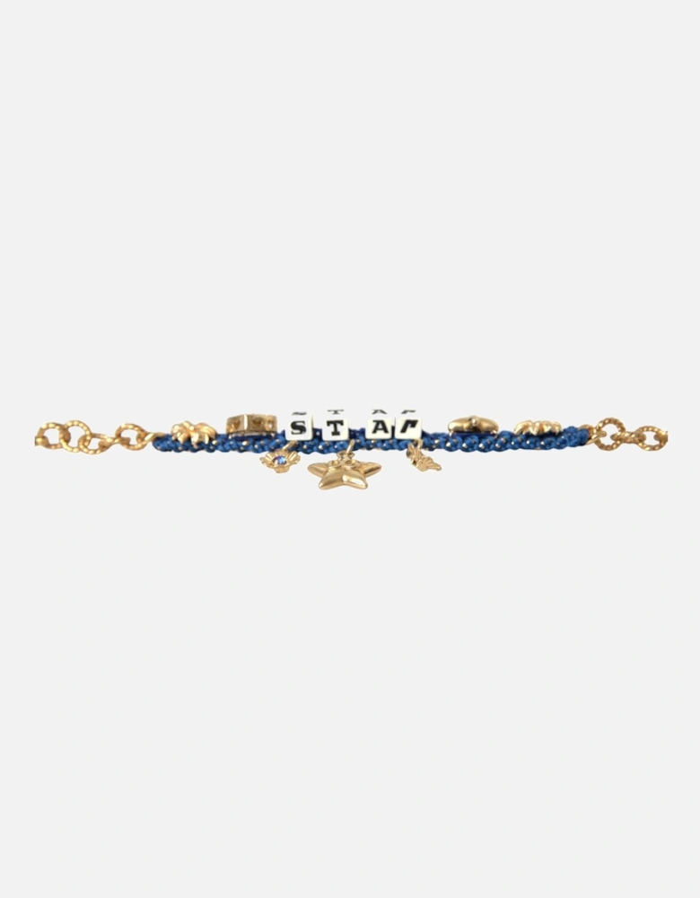 Gold and Blue Crystal Charm Bracelet for Women