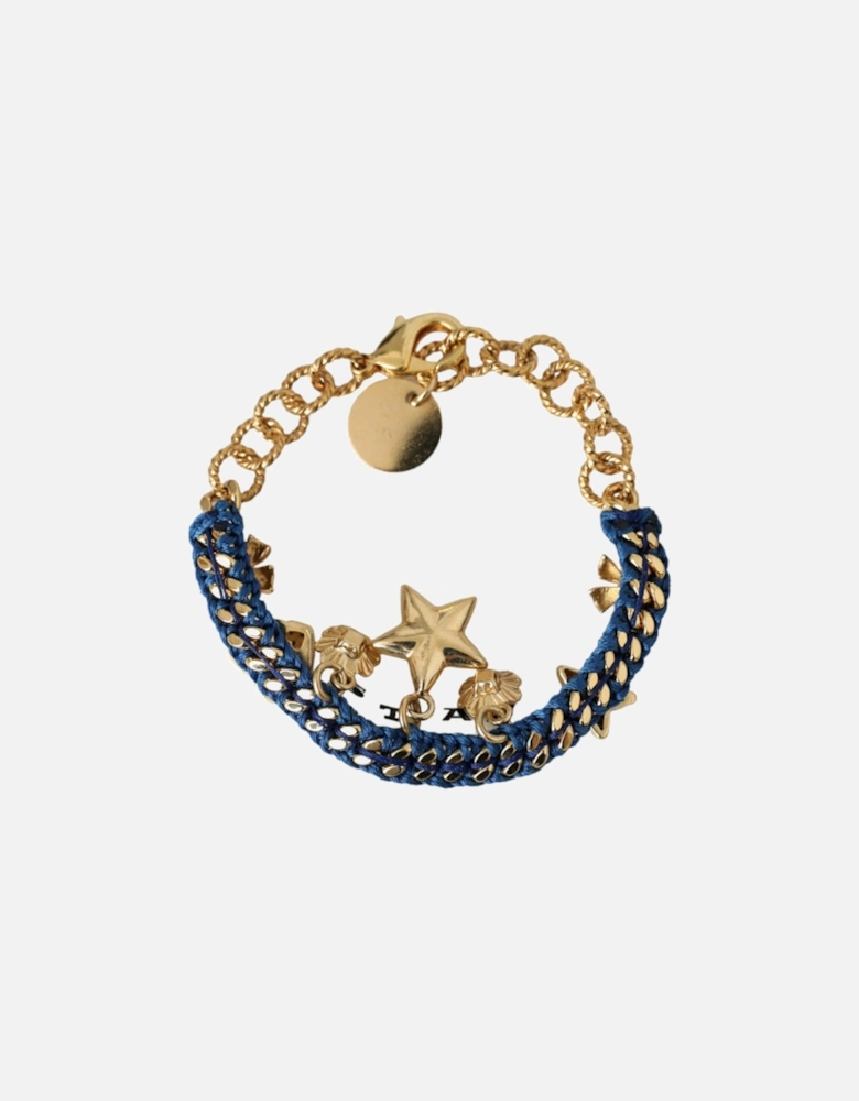 Gold and Blue Crystal Charm Bracelet for Women