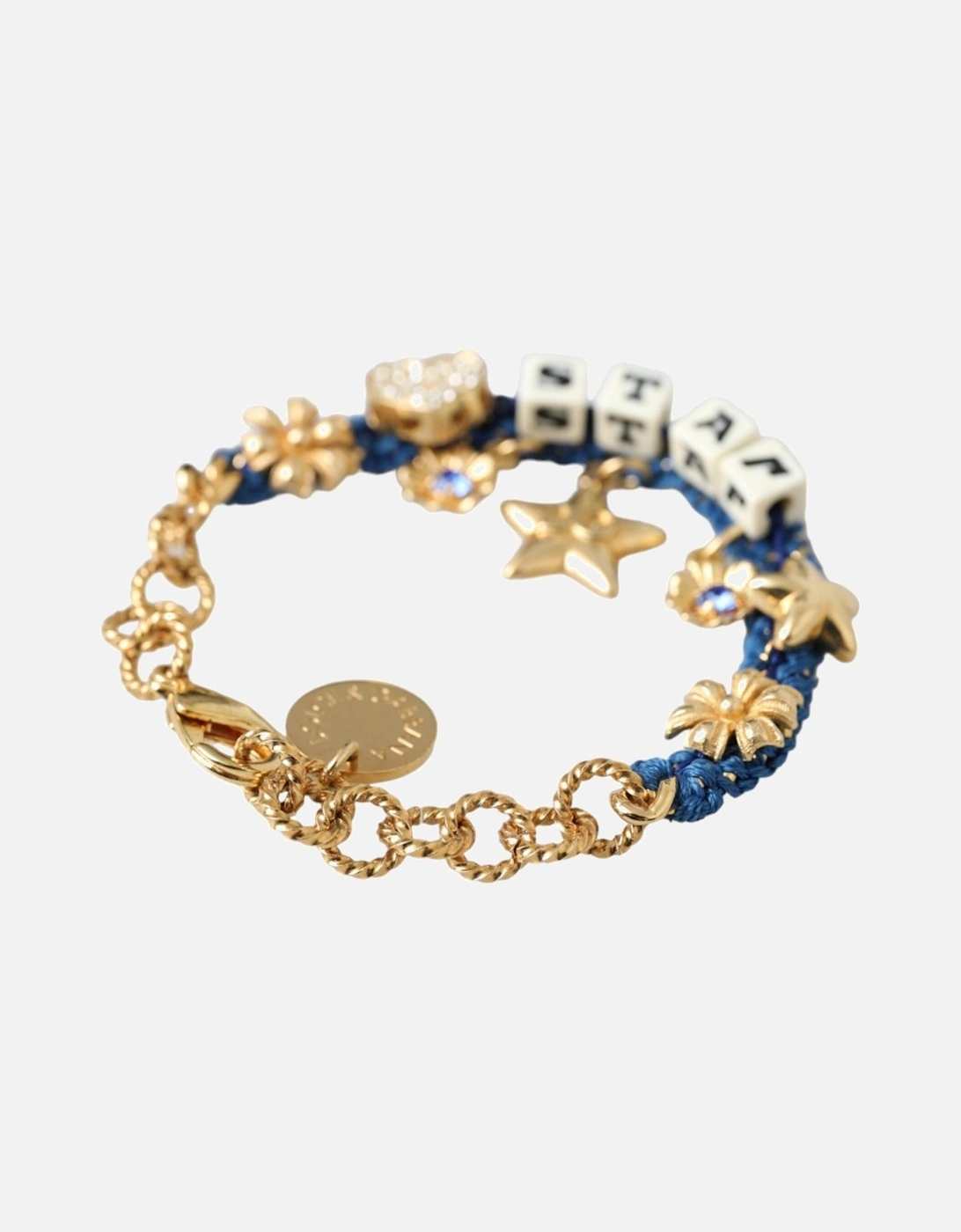 Gold and Blue Crystal Charm Bracelet for Women