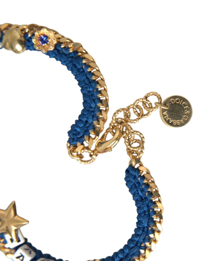 Crystal Charm Bracelet in Gold and Blue Women