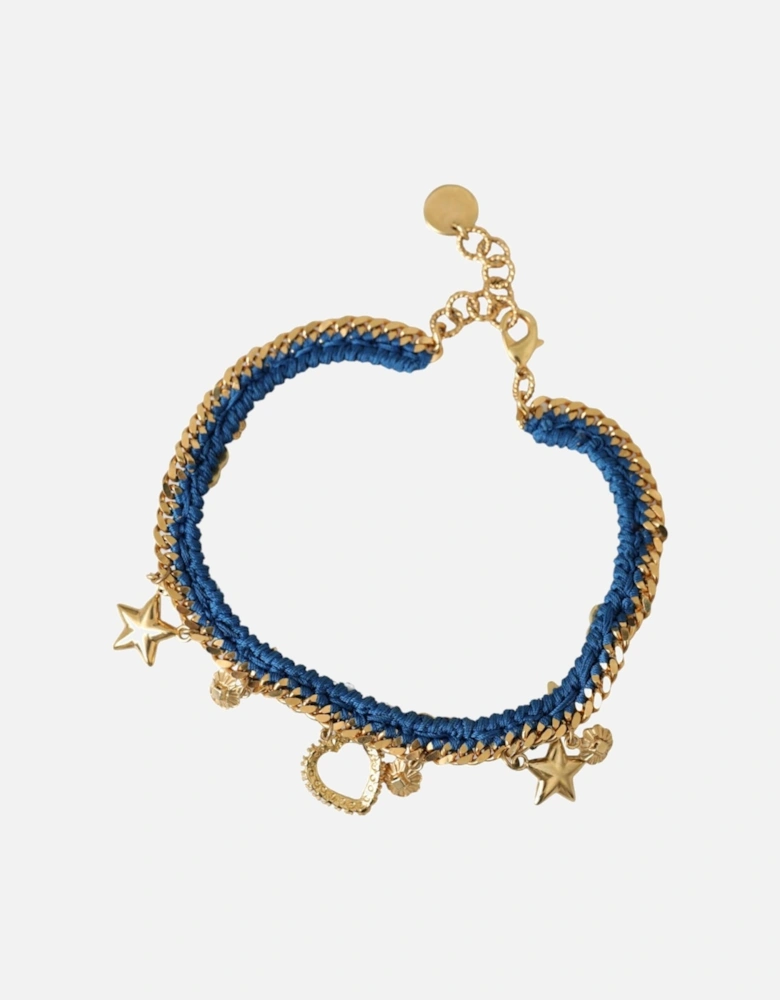 Crystal Charm Bracelet in Gold and Blue Women