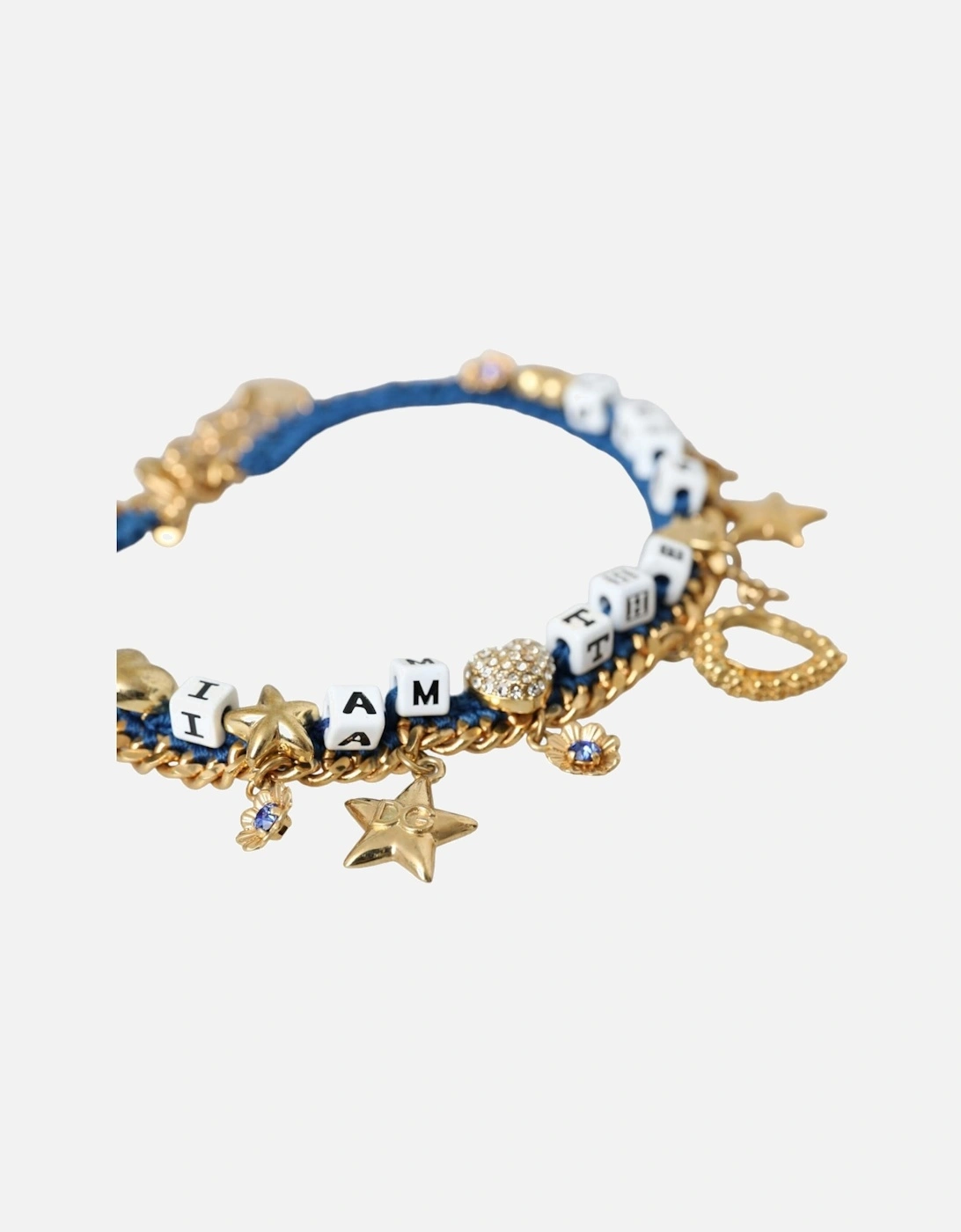 Crystal Charm Bracelet in Gold and Blue Women
