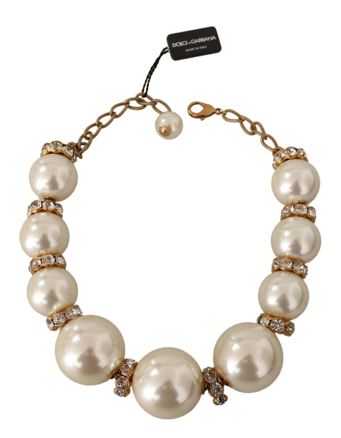 Crystal and Pearl Gold-tone Charm Necklace Women